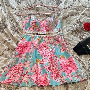 Lilly Pulitzer Pink and Blue Floral Dress